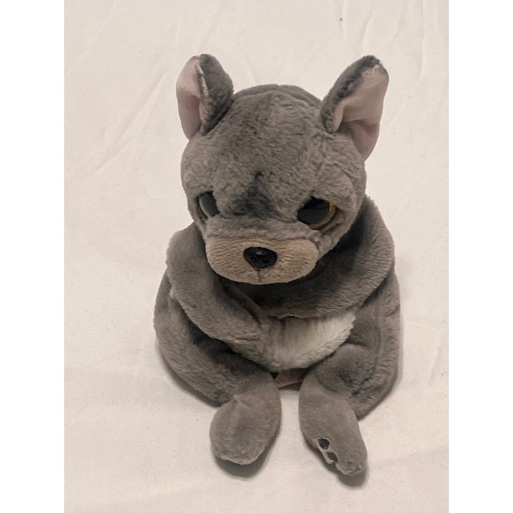 Ty Beanie Boos Wilfred French Bulldog Grey White Gold Glitter Eyes Plush 8in